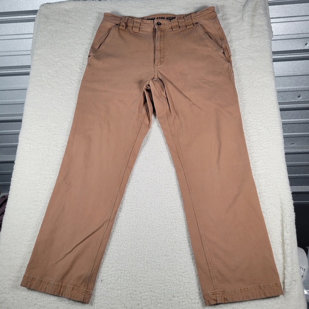 Duluth Trading Co Flex Fire Hose Pants Mens 35x31 Brown Relaxed Fit Workwear